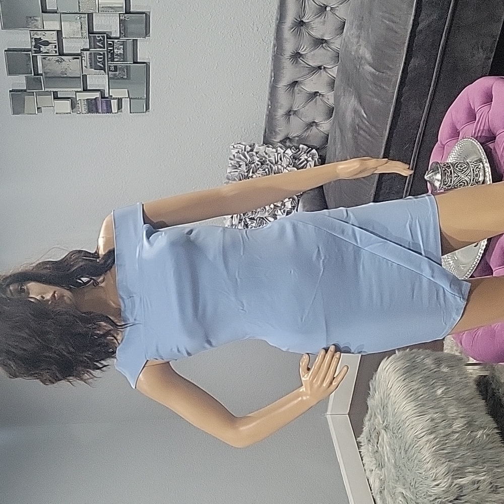 Blue mini off shoulder dress